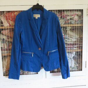 Amazing Bright Blue Michael Kors Blazer Jacket Coat Zipper Pockets 10